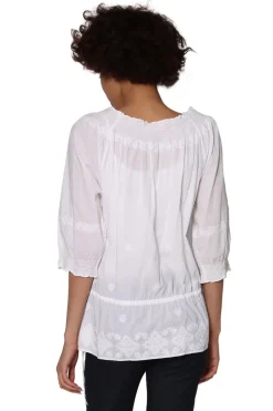 La Cera™ La Cera Hand-Embroidered Smocked Top