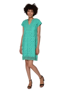 La Cera™ La Cera Medallion Lace Cap Sleeve Dress