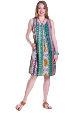 La Cera™ La Cera Multi Print Sleeveless Dress