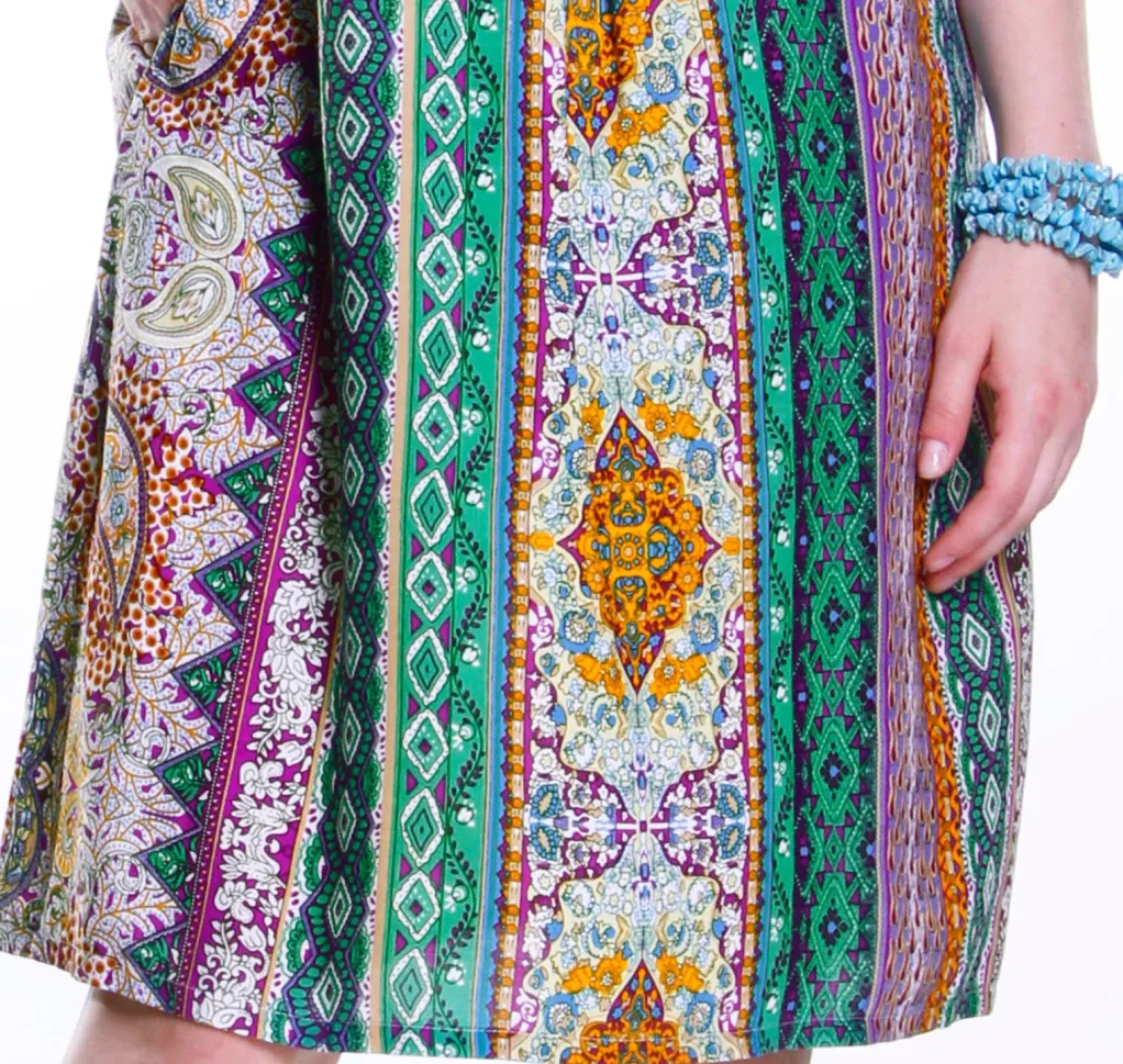 La Cera™ La Cera Multi Print Sleeveless Dress