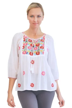 La Cera™ La Cera Multicolored Embroidered Top