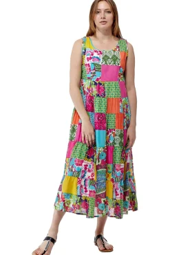 La Cera™ La Cera Multicolored Patchwork Dress