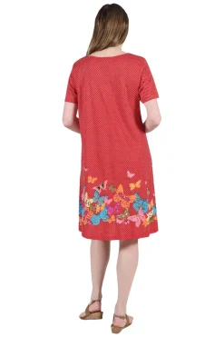 La Cera™ La Cera Novelty Floral Butterfly Print Short Sleeve Dress