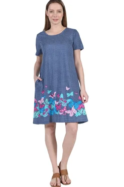 La Cera™ La Cera Novelty Floral Butterfly Print Short Sleeve Plus Size Dress