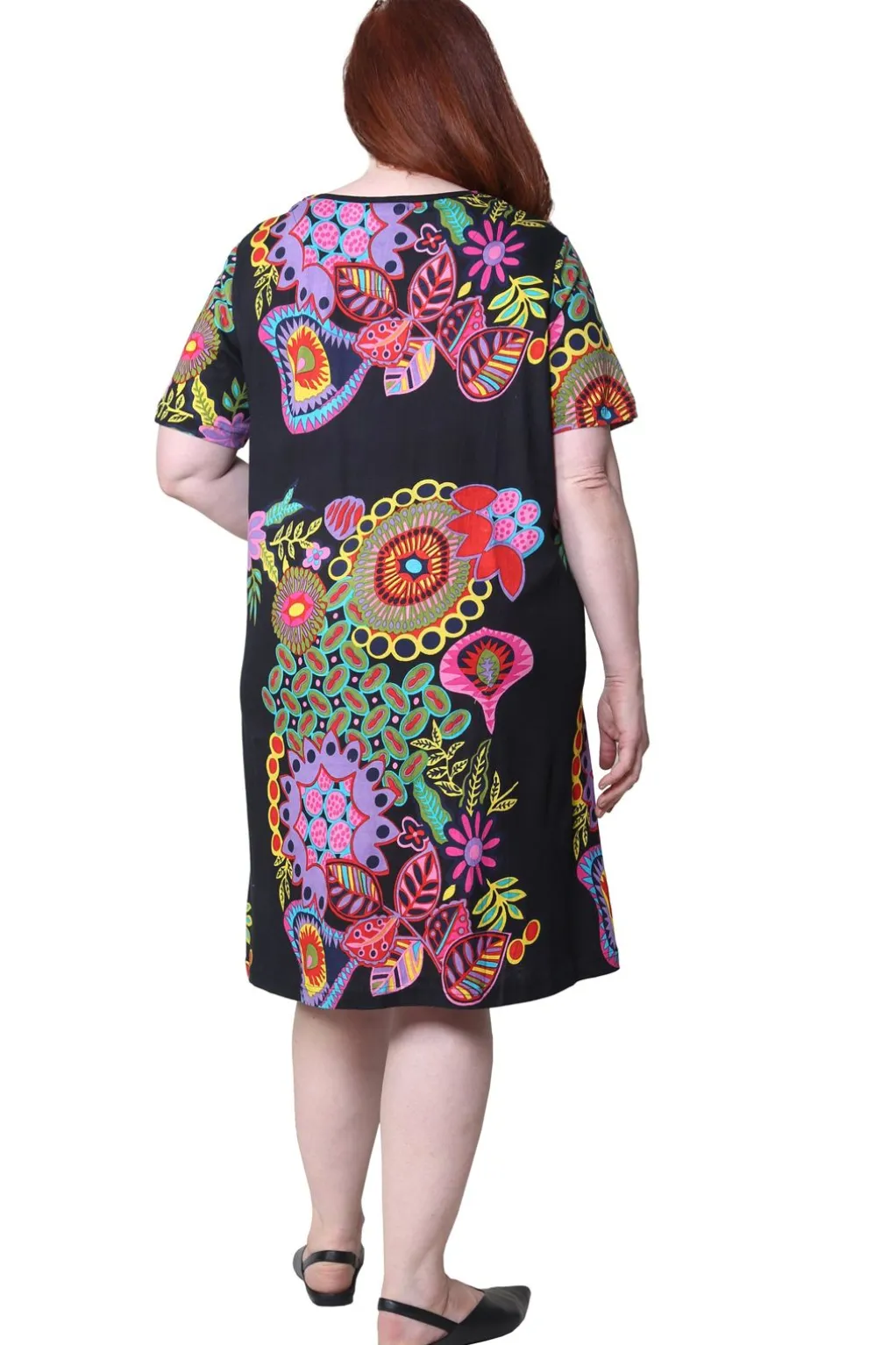 La Cera™ La Cera Novelty Floral Print Plus Size Short Sleeve Dress