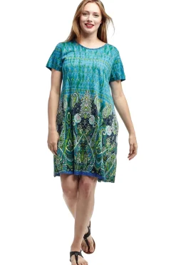 La Cera™ La Cera Novelty Paisley Print Short Sleeve Dress