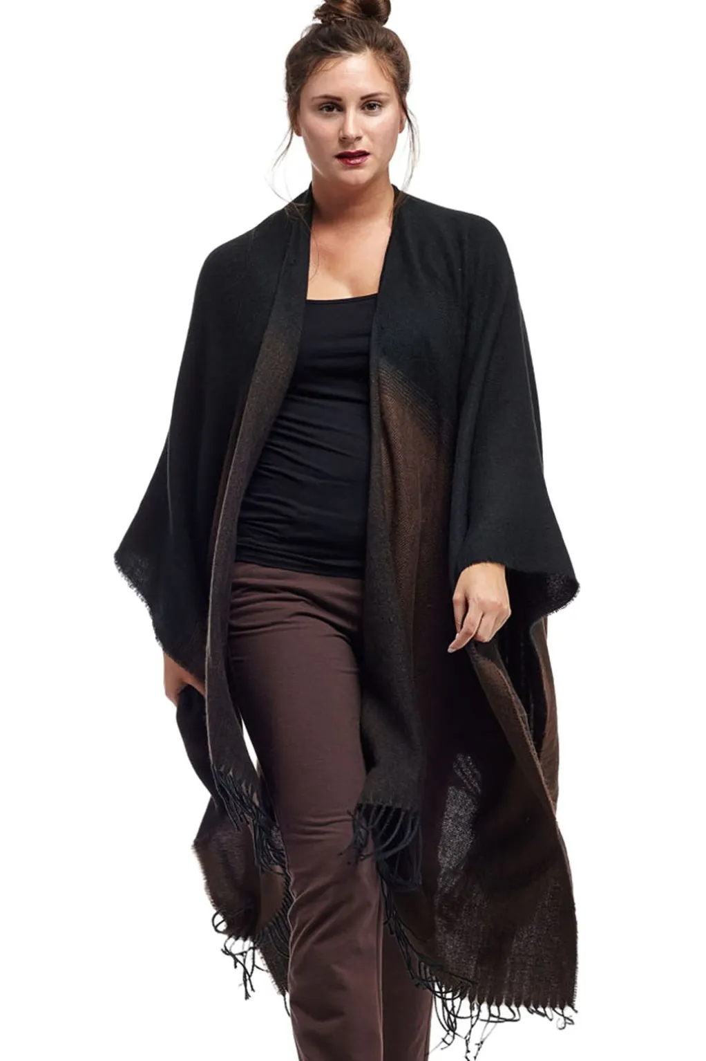 La Cera™ La Cera Ombre Split Poncho Shawl
