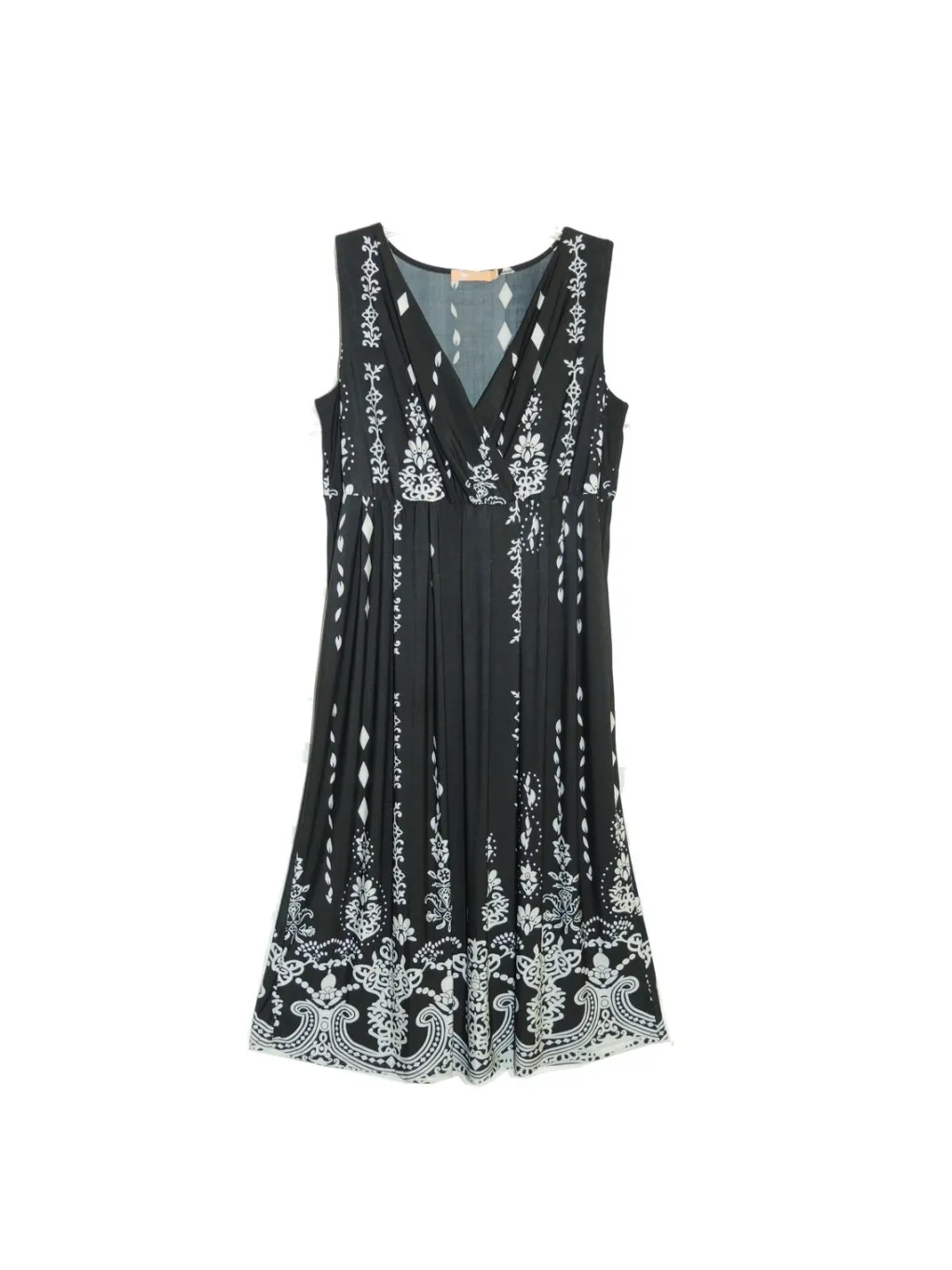 La Cera™ La Cera Paisley Border Print Sleeveless Printed Maxi Dress