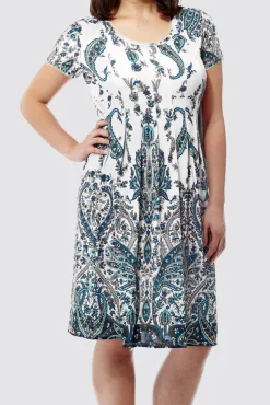 La Cera™ La Cera Paisley Printed Short Sleeve Dress