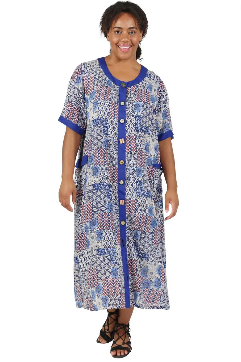 La Cera™ La Cera Patchwork Plus Size Short Sleeve Dress