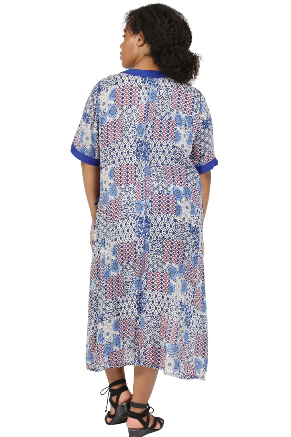 La Cera™ La Cera Patchwork Plus Size Short Sleeve Dress