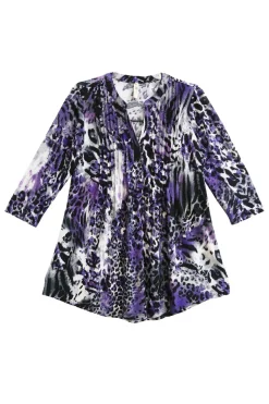 La Cera™ La Cera Pleat Front Animal Printed Tunic