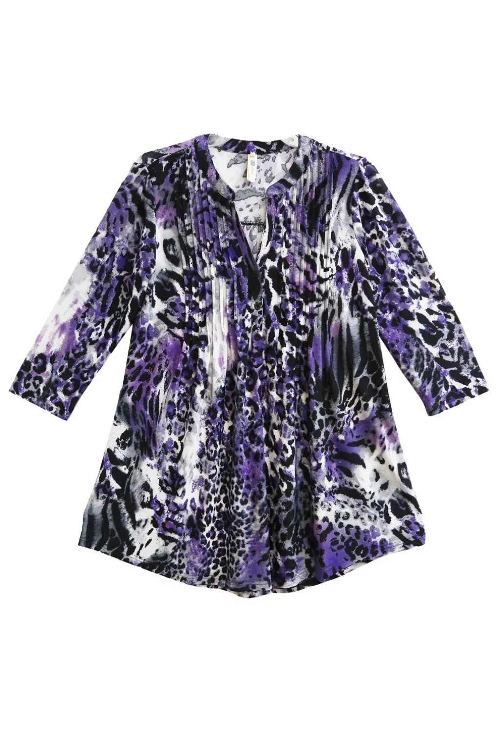 La Cera™ La Cera Pleat Front Animal Printed Tunic