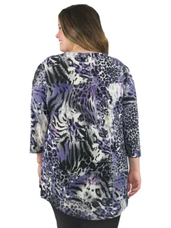 La Cera™ La Cera Pleat Front Animal Printed Tunic - Plus Size