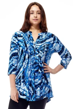 La Cera™ La Cera Pleat Front Printed Tunic Tie-Dye