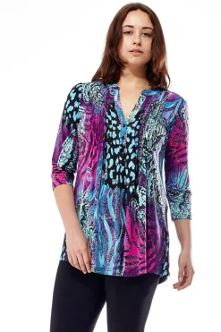 La Cera™ La Cera Pleat Front Printed Tunic