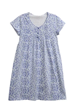 La Cera™ La Cera Plus Blue Posies Cotton Knit Chemise
