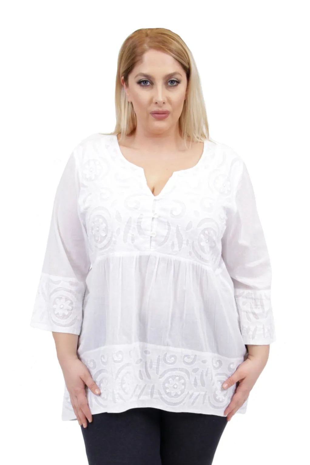 La Cera™ La Cera Plus Size Applique Trimmed Tunic