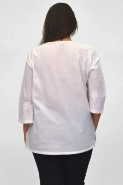 La Cera™ La Cera Plus Size Embroidered V-Neck Casual Shirt