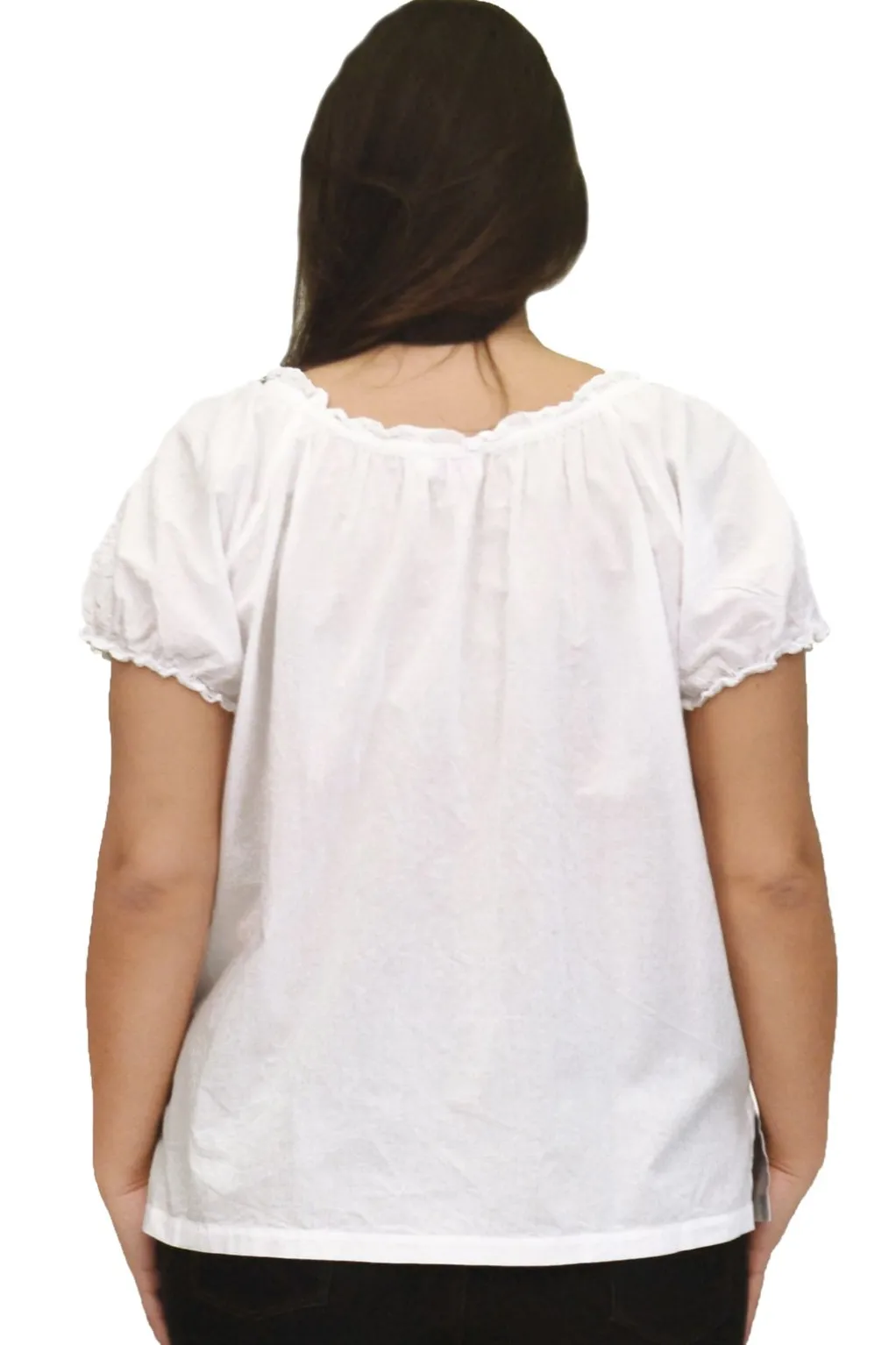 La Cera™ La Cera Plus Size Embroidered Short Sleeve Peasant Top