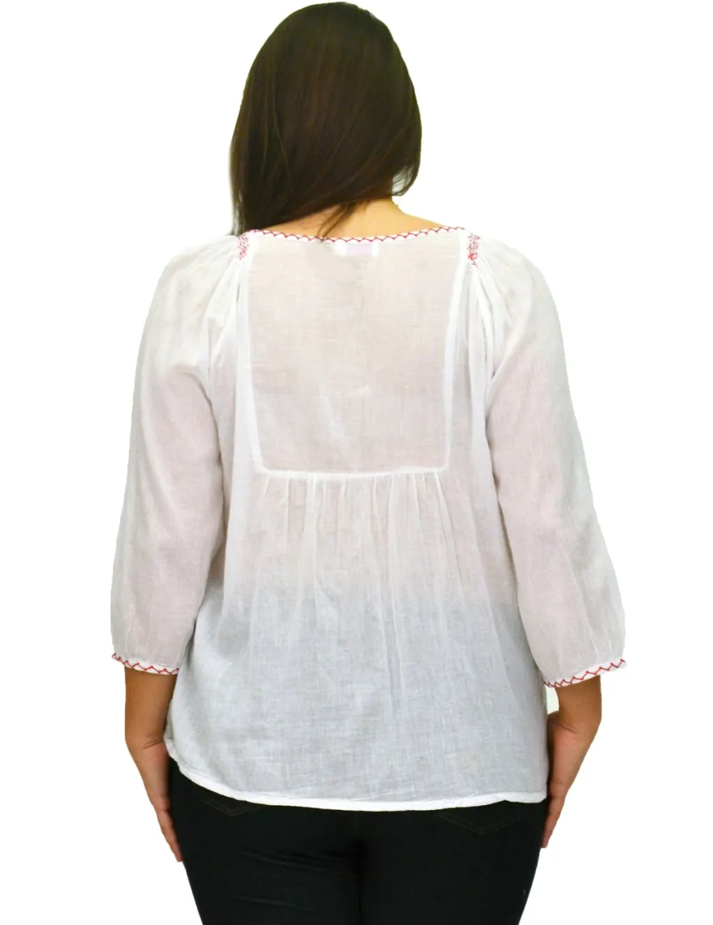 La Cera™ La Cera Plus Size Embroidered Peasant Top