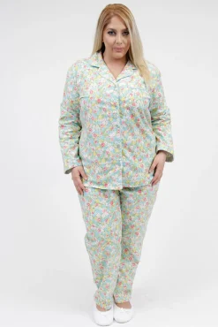 La Cera™ La Cera Plus Size Floral Flannel Pj Set