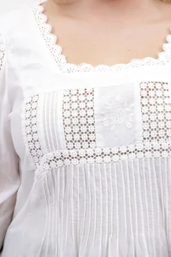 La Cera™ La Cera Plus Size Long Sleeve Lace Detail Top