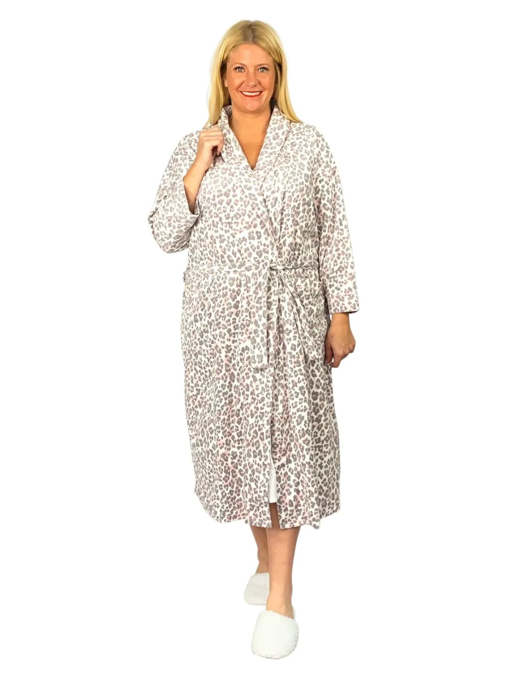 La Cera™ La Cera Plus Size Silky Shee Minky Wrap Robe