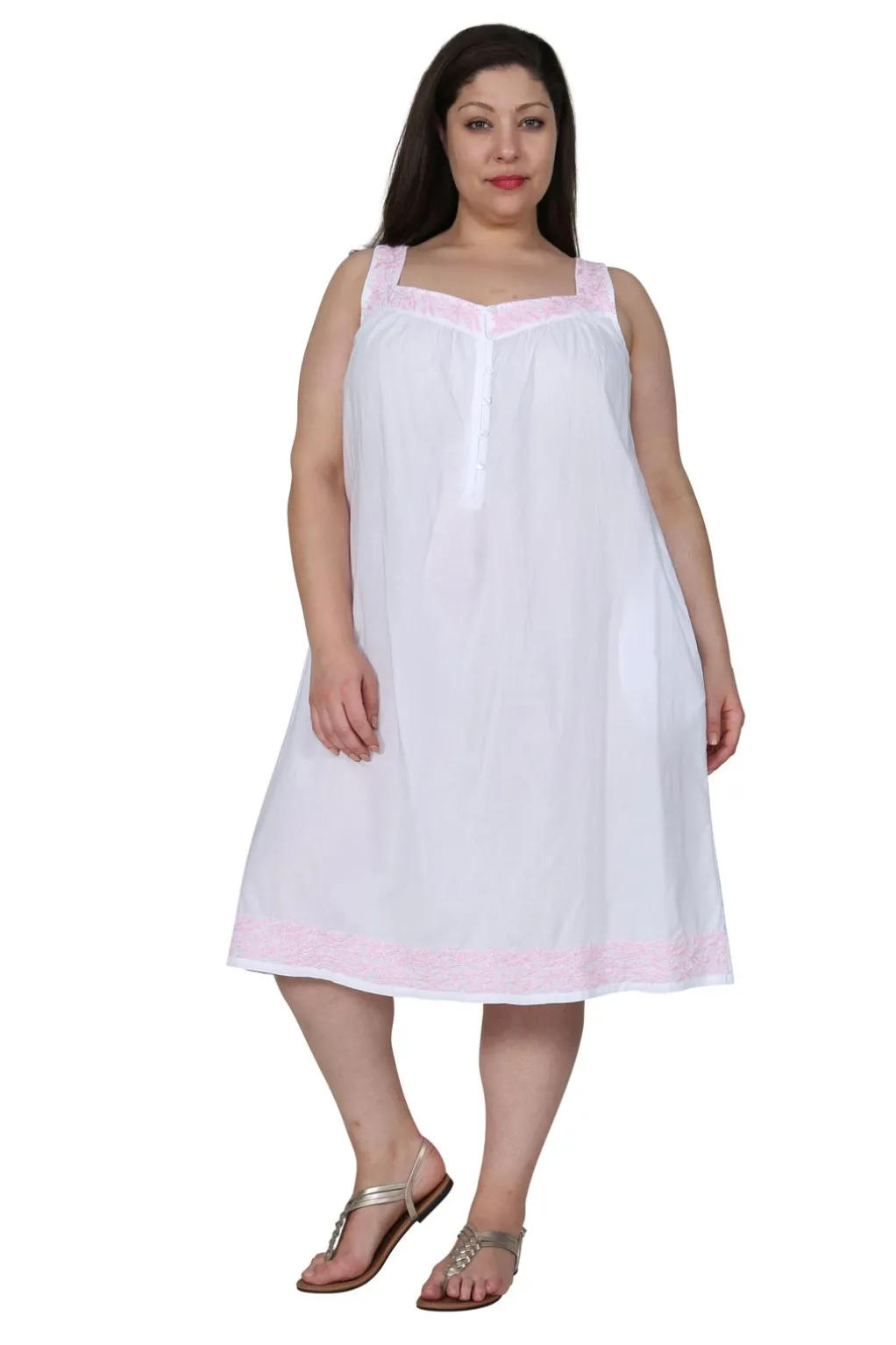 La Cera™ La Cera Plus Size Sleeveless Gown With Contrast Embroidery