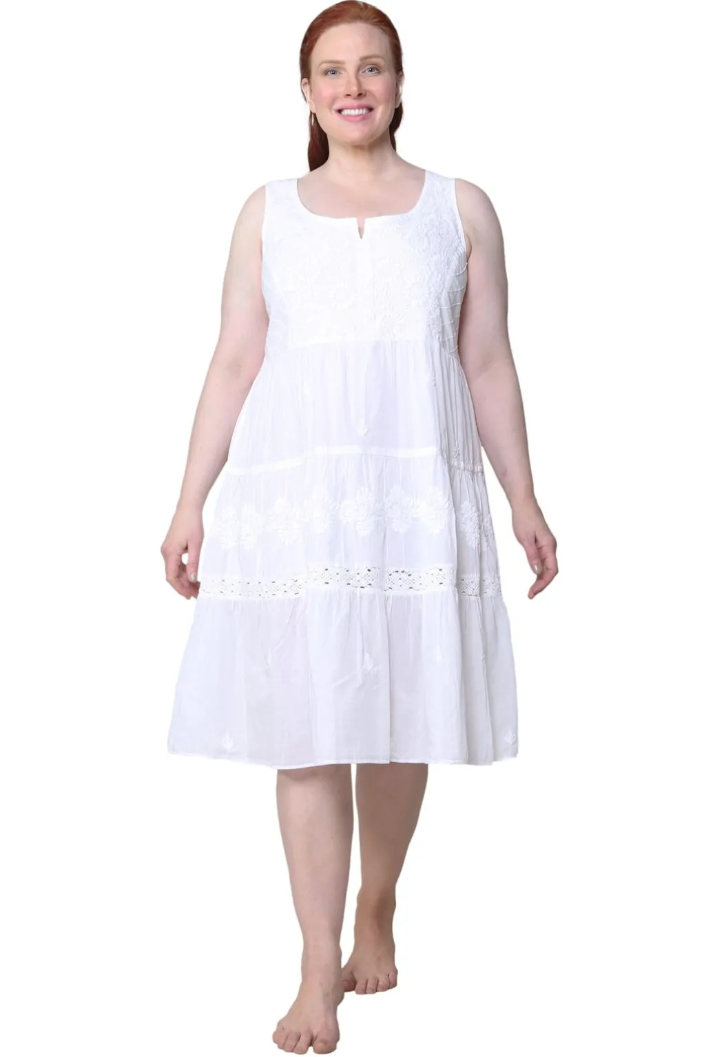 La Cera™ La Cera Plus Size Sleeveless Tiered Chemise