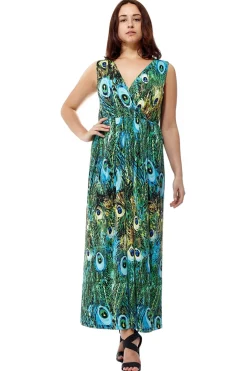 La Cera™ La Cera Printed Sleevless Maxi Dress