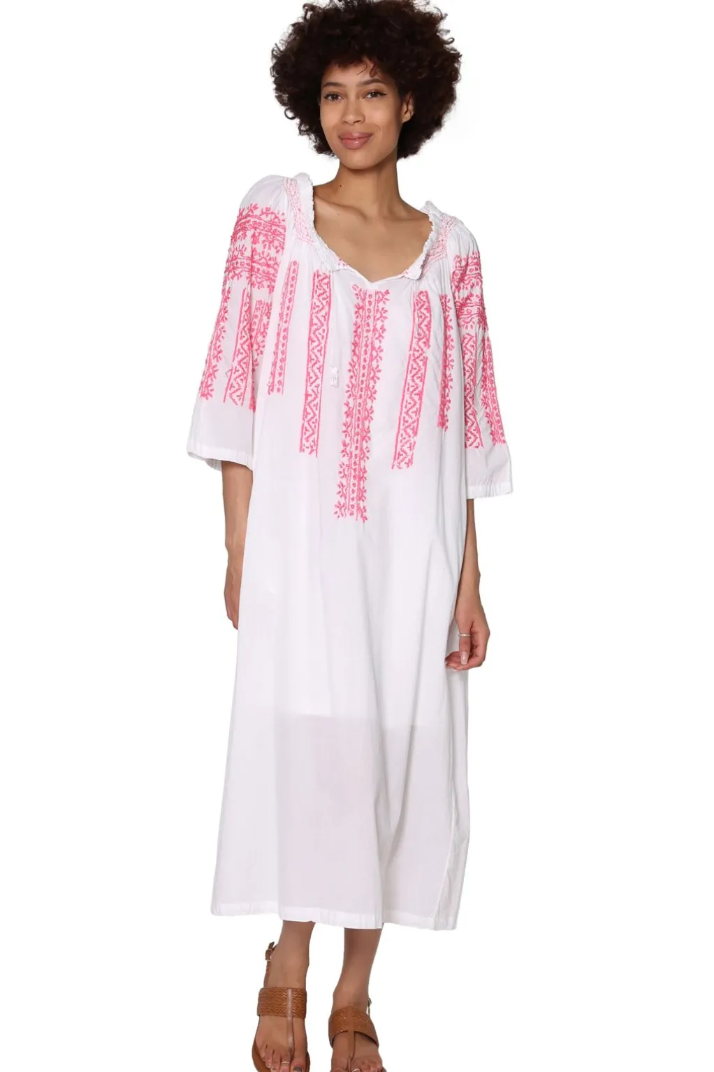 La Cera™ La Cera Quarter Length Sleeve Embroidered Caftan