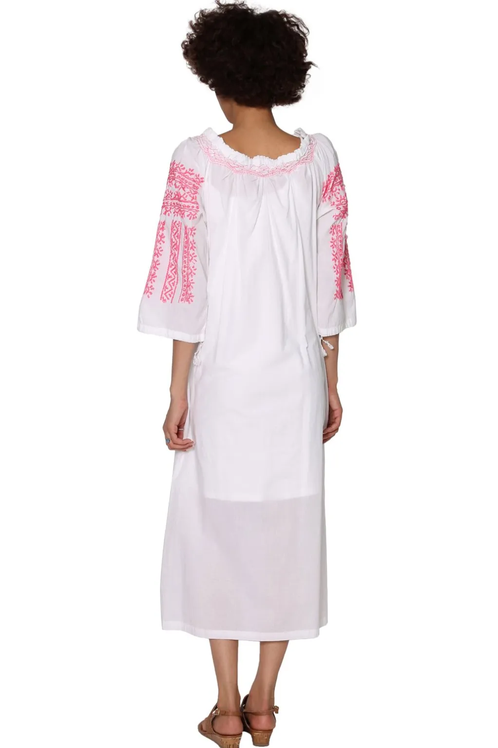 La Cera™ La Cera Quarter Length Sleeve Embroidered Caftan