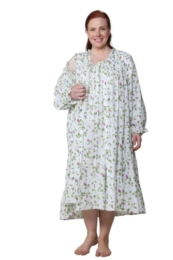 La Cera™ La Cera Rose Vine 100% Cotton Robe - Plus Size