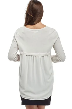 La Cera™ La Cera Rounded Neck Sweater Top With Georgette Back