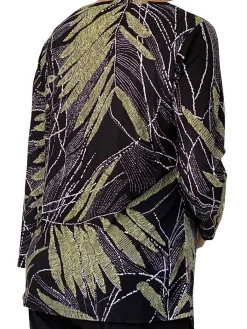 La Cera™ La Cera Savannah Palm Print Cowl Neck Top