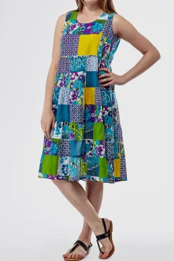 La Cera™ La Cera Short Multicolored Patchwork Dress