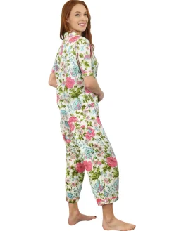 La Cera™ La Cera Short Sleeve English Garden Print Cotton Pajama Set