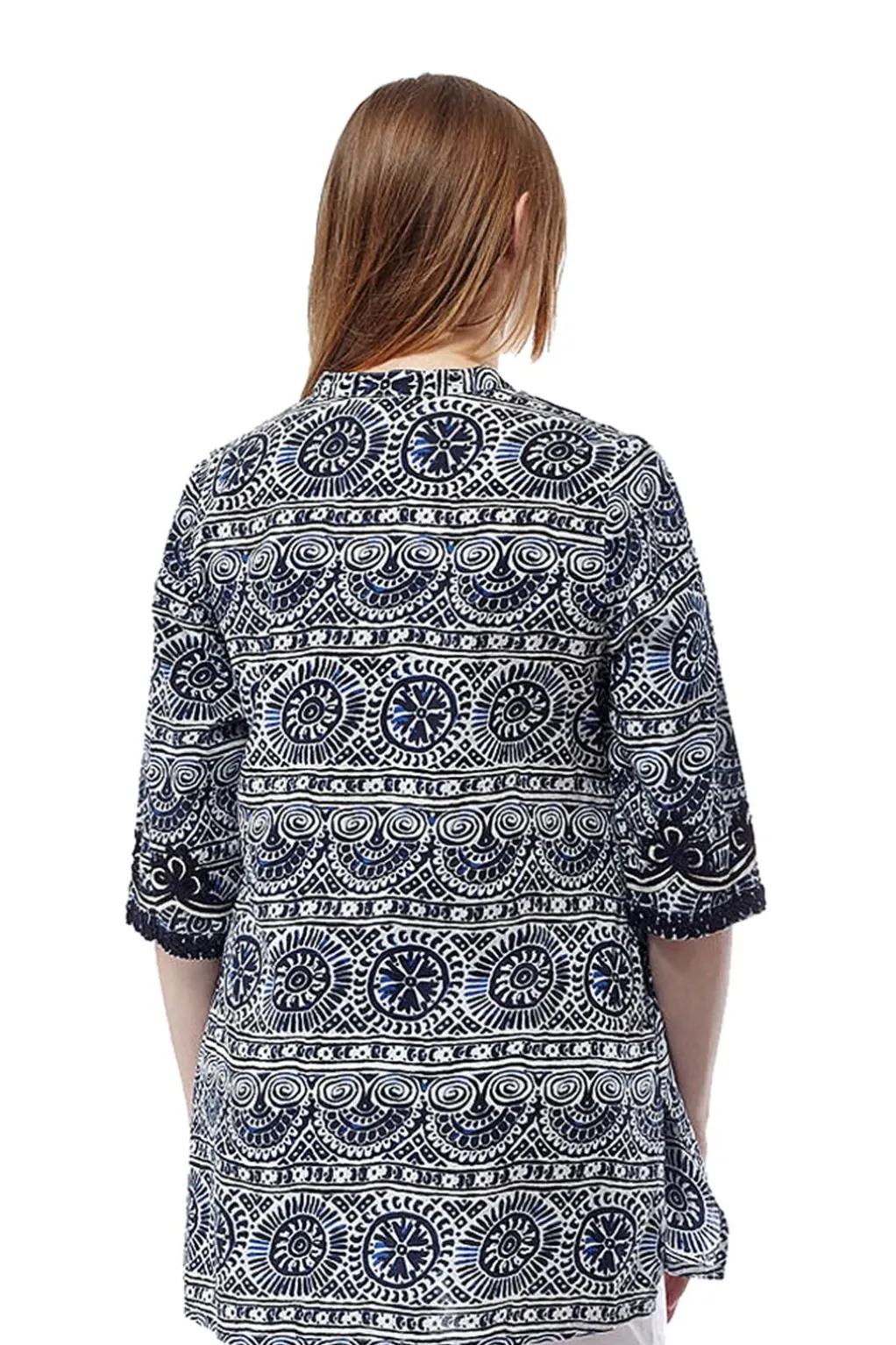 La Cera™ La Cera Short Sleeve Printed Tunic Top