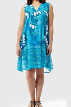 La Cera™ La Cera Sleeveless Butterfly Printed Dress