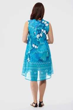 La Cera™ La Cera Sleeveless Butterfly Printed Dress