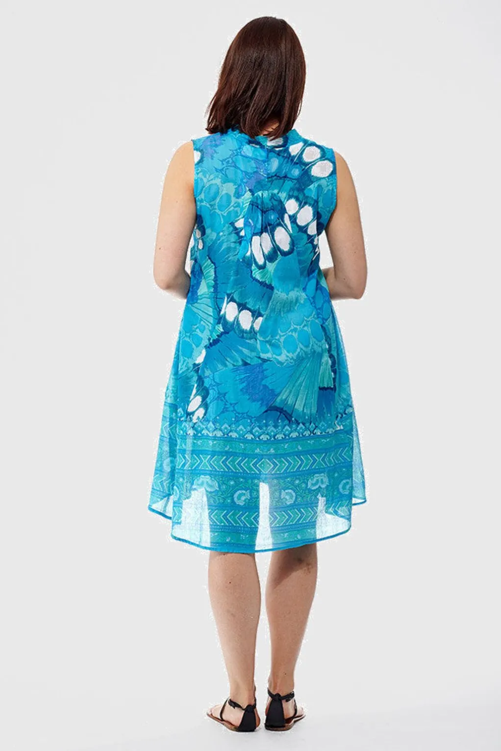 La Cera™ La Cera Sleeveless Butterfly Printed Dress