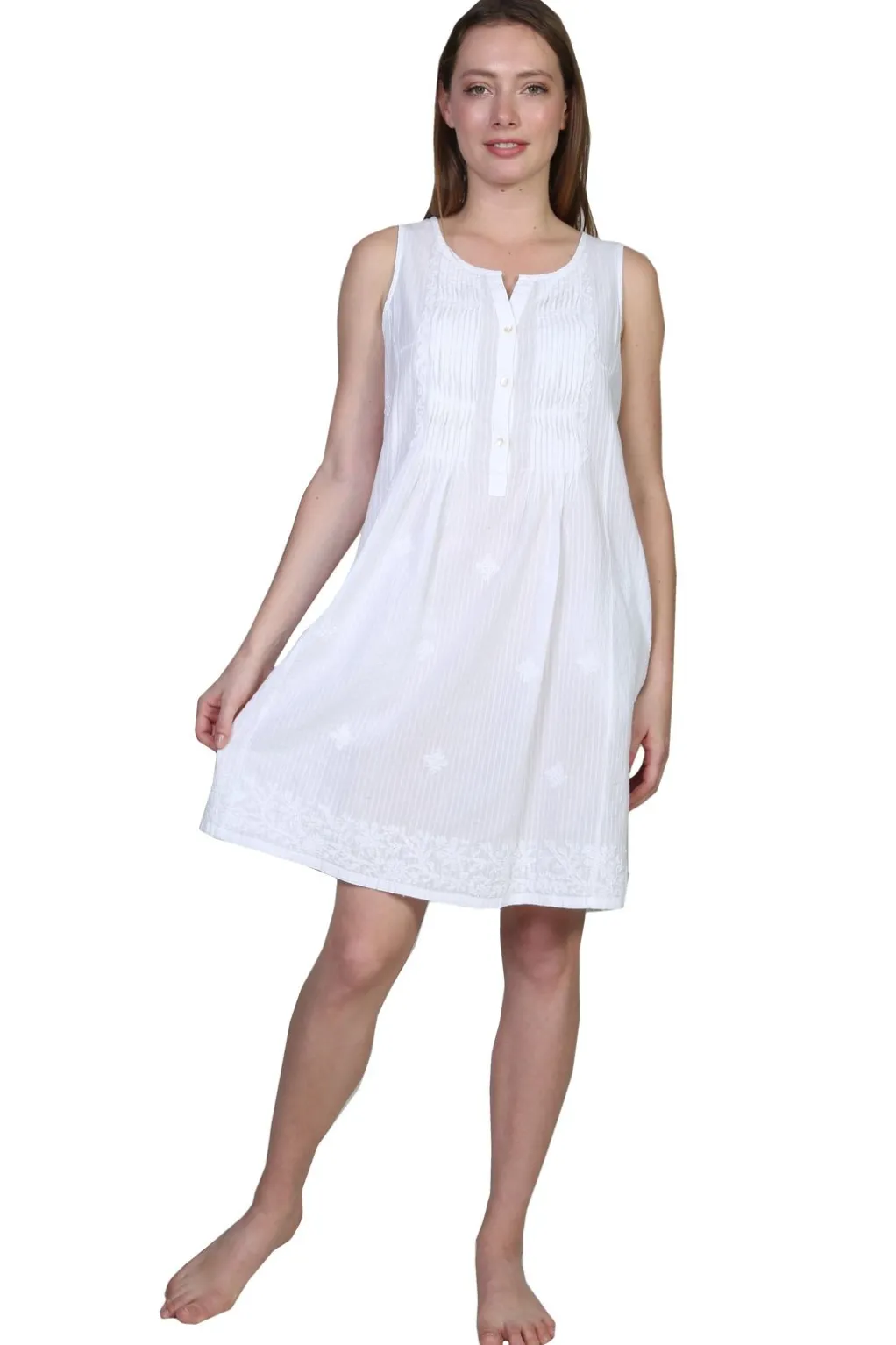 La Cera™ La Cera Sleeveless Embroidered Chemise