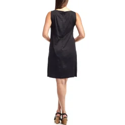 La Cera™ La Cera Sleeveless Floral Applique Cotton Dress