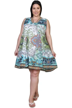 La Cera™ La Cera Sleeveless Paisley Printed Plus Size Dress