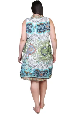 La Cera™ La Cera Sleeveless Paisley Printed Plus Size Dress