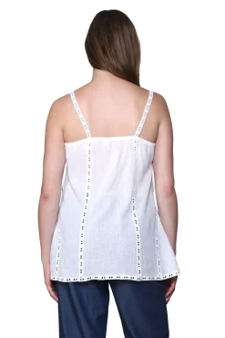 La Cera™ La Cera Spaghetti Strap Embroidered Top