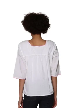 La Cera™ La Cera Square Neck Embroidered Top