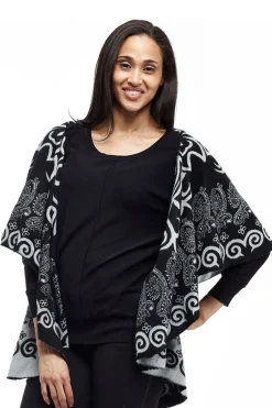 La Cera™ La Cera Swirl Patterned Shawl Poncho