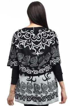 La Cera™ La Cera Swirl Patterned Shawl Poncho